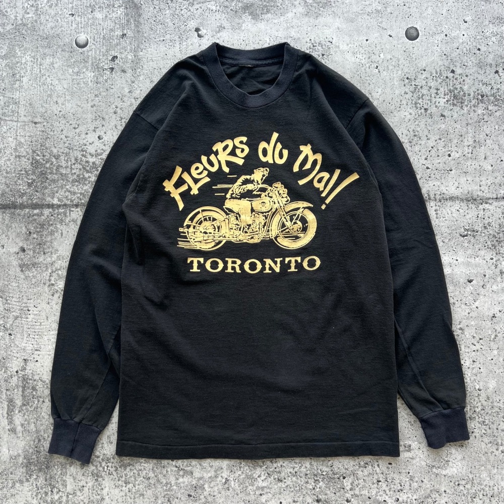 Vintage Fleurs du Mal T-Shirt Mens Large Black Biker Flowers of Evil Baudelaire